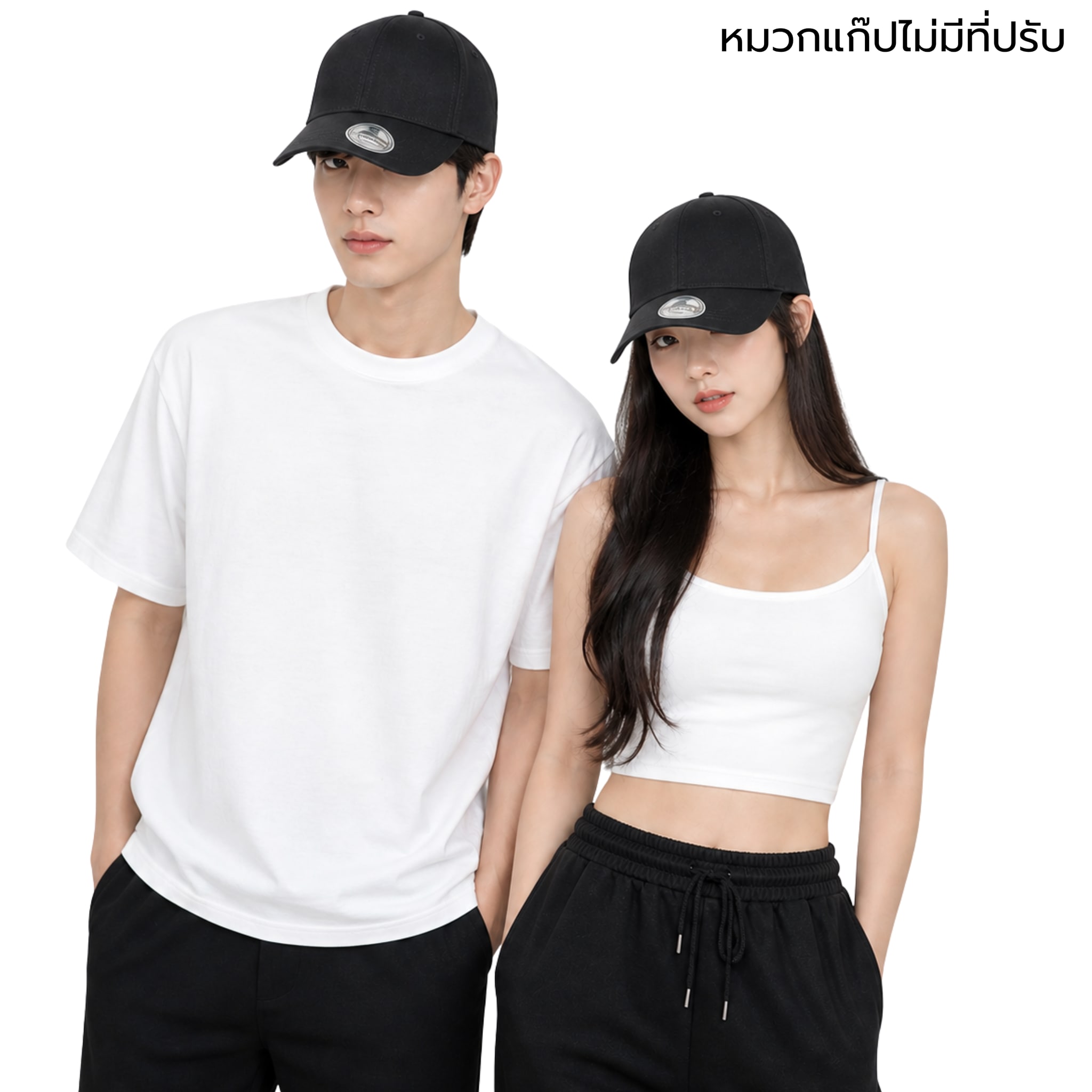 DDPREMIUM┃หมวกเปล่า┃หมวกไม่มีที่ปรับ┃Flexfit┃Unisex┃บริการปักสกรีนตัวหนังสือโลโก้ — ภาพใส่จริง