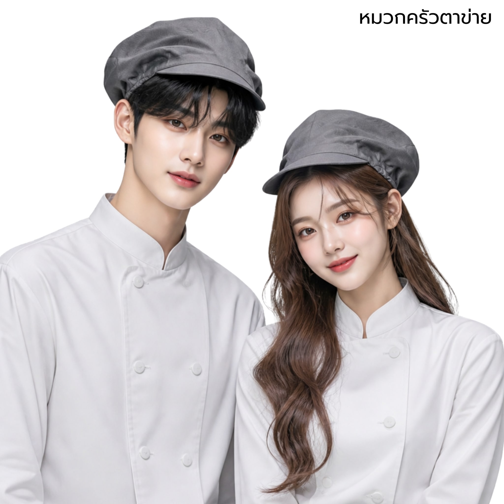 DDPREMIUM┃หมวกเปล่า┃(แพ็ค10ใบ) หมวกแม่ครัวตาข่าย┃ที่ปรับยางยืด┃บริการปักสกรีนตัวหนังสือโลโก้ — ภาพใส่จริง